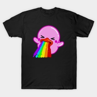 Funny Pink Rubber Duck Puking Rainbows T-Shirt